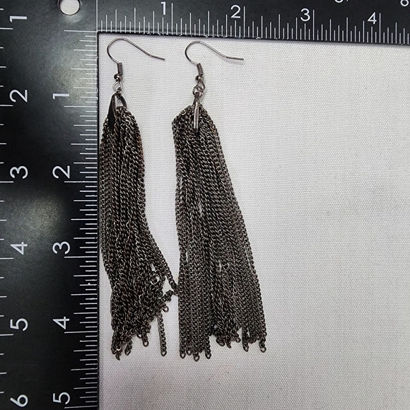 Bronze Long Multi Chain Tassel Style Earrings - Picture 6 of 8